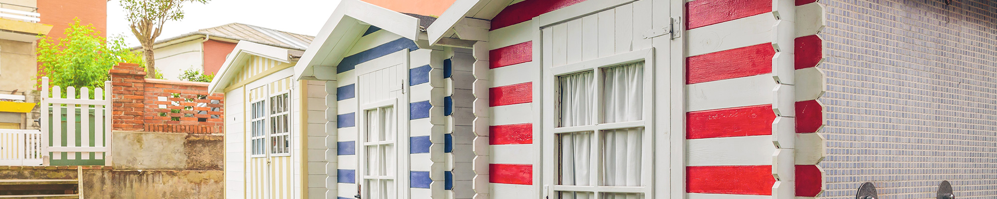 row or striped coloured posh sheds